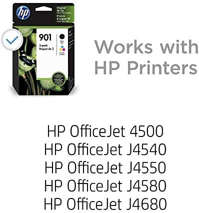 HP 901 | 2 Мастило Касети | Црна, Три-боја | Работи со HP OfficeJet 4500, J4500 серија, J4680 | CC653AN, CC656AN