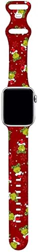 Божиќ Smartwatch Бенд Компатибилен со Watch 38mm 40mm Цртан филм Меки Силиконски Рака Замена за Серија 6/5/4/3/2/1/SE