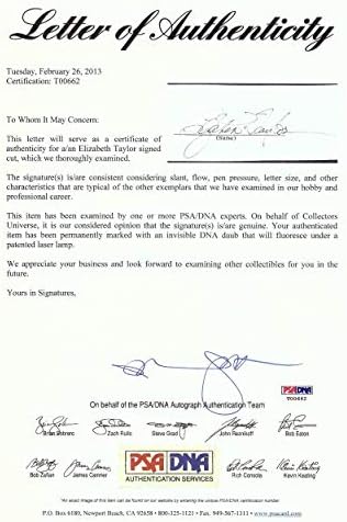 Елизабет Тејлор Потпишан Autographed Намали Потпис Писмо PSA/ДНК T00662