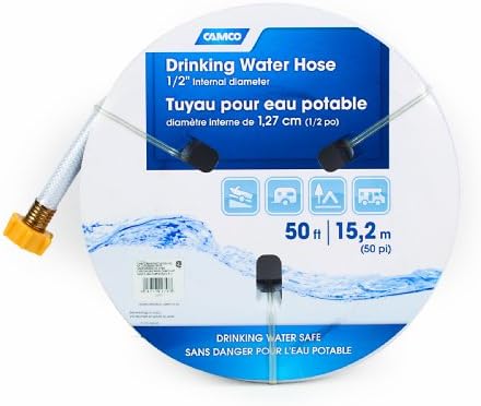 Camco 50ft TastePURE Вода за Пиење Црево - Олово и BPA Free, Засилен за Максимална Kink Отпор 1/2Внатрешен Дијаметар (22753)