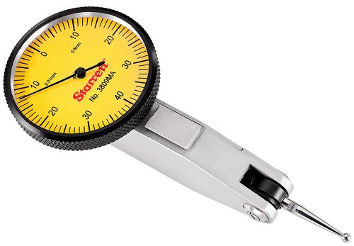 Starrett 3808MA Dial Тест Индикатор со Dovetail Планината и 2 Прилози, 32-милиметри Жолта Бирање, 0.2 мм Опсег, 0.002 mm