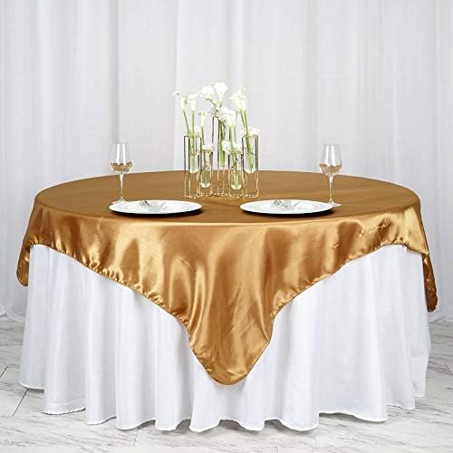 Свадби Место Продавница Лесна Сатен Tablecloth Плоштадот Шалче - 72 x 72 | Gold | Пакување од 1, LAY72_STN_GOLD