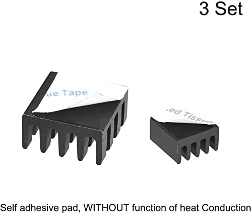 KFidFran Црна Само Лепило Алуминиум Heatsink за RPI 2B,14x14x7mm, 8.8x8.8x5mm, 3 Поставете Вкупно 6pcs(Schwarzer selbstklebender