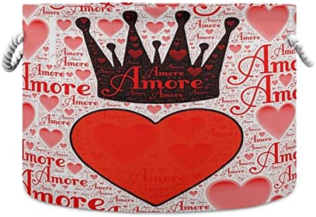 Glaphy Денот на Вљубените Круна со Срца за Складирање Кошница Количка за Складирање Бин Круг Перење Кошница со Рачки за