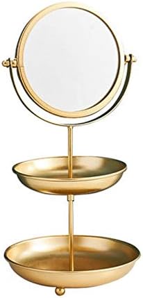 Шминка Огледало со Двоен Слој Коцки, 360° Слободни Вртливата Десктоп Двострано Суета Огледало, Домашниот Круг за Бричење