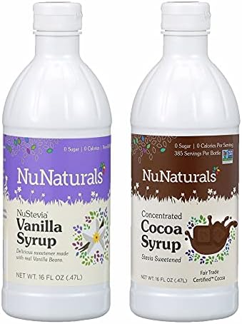 Пакет & Зачувај. NuNaturals Сите Природни Чоколадо Сируп + Ванила Сирупи заедно во еден лесен Пакет...
